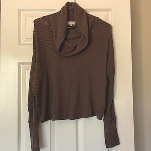 Lucky Brand Dark Grey Cowl Neck Split Back Sweater